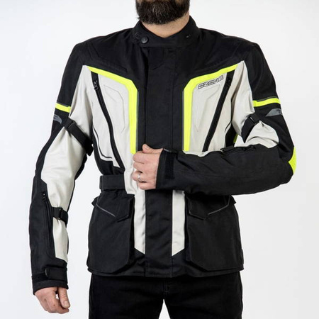 KURTKA TEKSTYLNA OZONE SAHARA BLACK/GREY/FLUO YELLOW (PLUS SIZE)