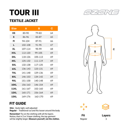 KURTKA TEKSTYLNA OZONE TOUR III BLACK/GREY/FLUO YELLOW (PLUS SIZE)