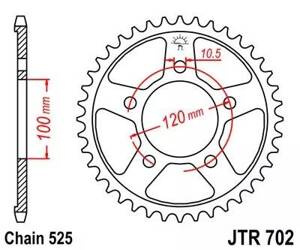 ZĘBATKA TYLNA STALOWA JT R702-42, 42Z, ROZMIAR 525