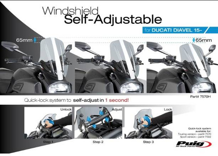 OWIEWKA PUIG DO DUCATI DIAVEL 2014-2016 (TOURING) LEKKO PRZYCIEMNIANA