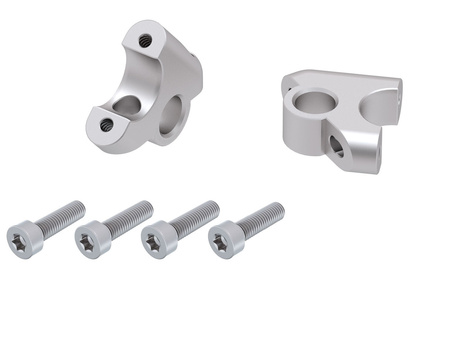 Handlebar riser with offset 30 mm high, 24 mm back, silver for BMW R 1250 GS (2018-2023)