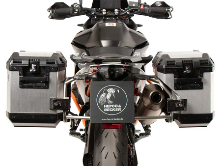 Side carrier cutout stainless steel incl. Xplorer silver sideboxes for KTM 890 SMT (2023-)