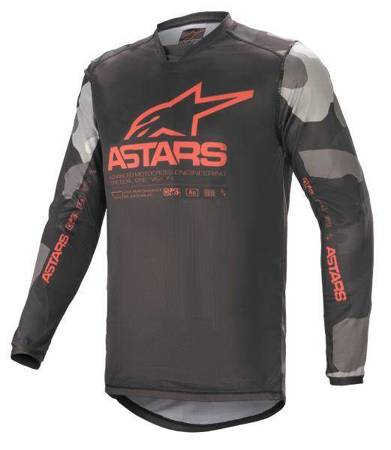 Koszulka off road ALPINESTARS MX RACER TACTICAL kolor camo/czerwony/fluorescencyjny/szary