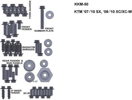 ZESTAW ŚRUB KEITI DO KTM 07-10 SX 08-10 XC/XC-W